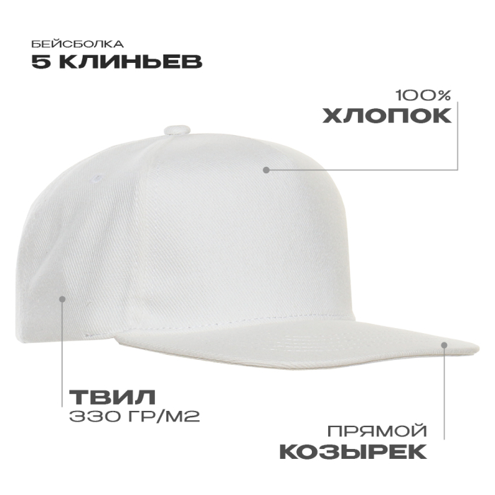 Сувенирная продукция Бейсболка прямой козырёк STAN 5 клиньев хлопок 330, 08 Заказать