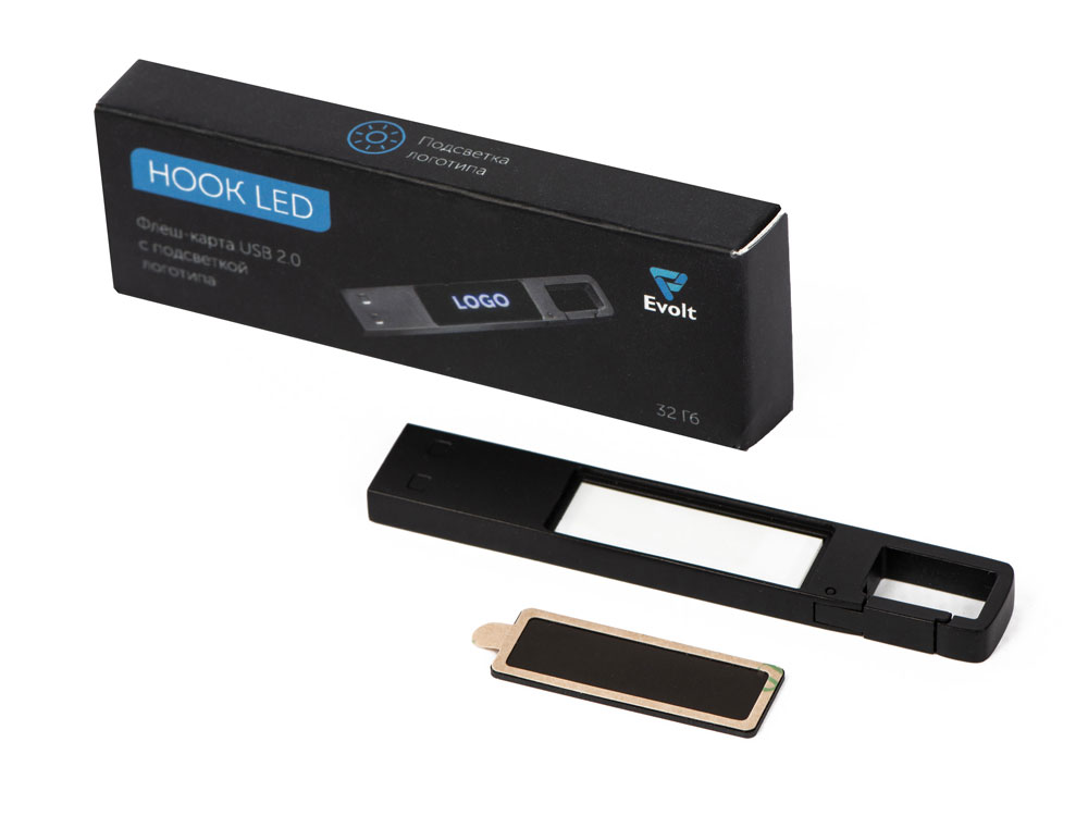 Сувенирная продукция USB 2.0- флешка на 32 Гб c подсветкой логотипа «Hook LED» Заказать