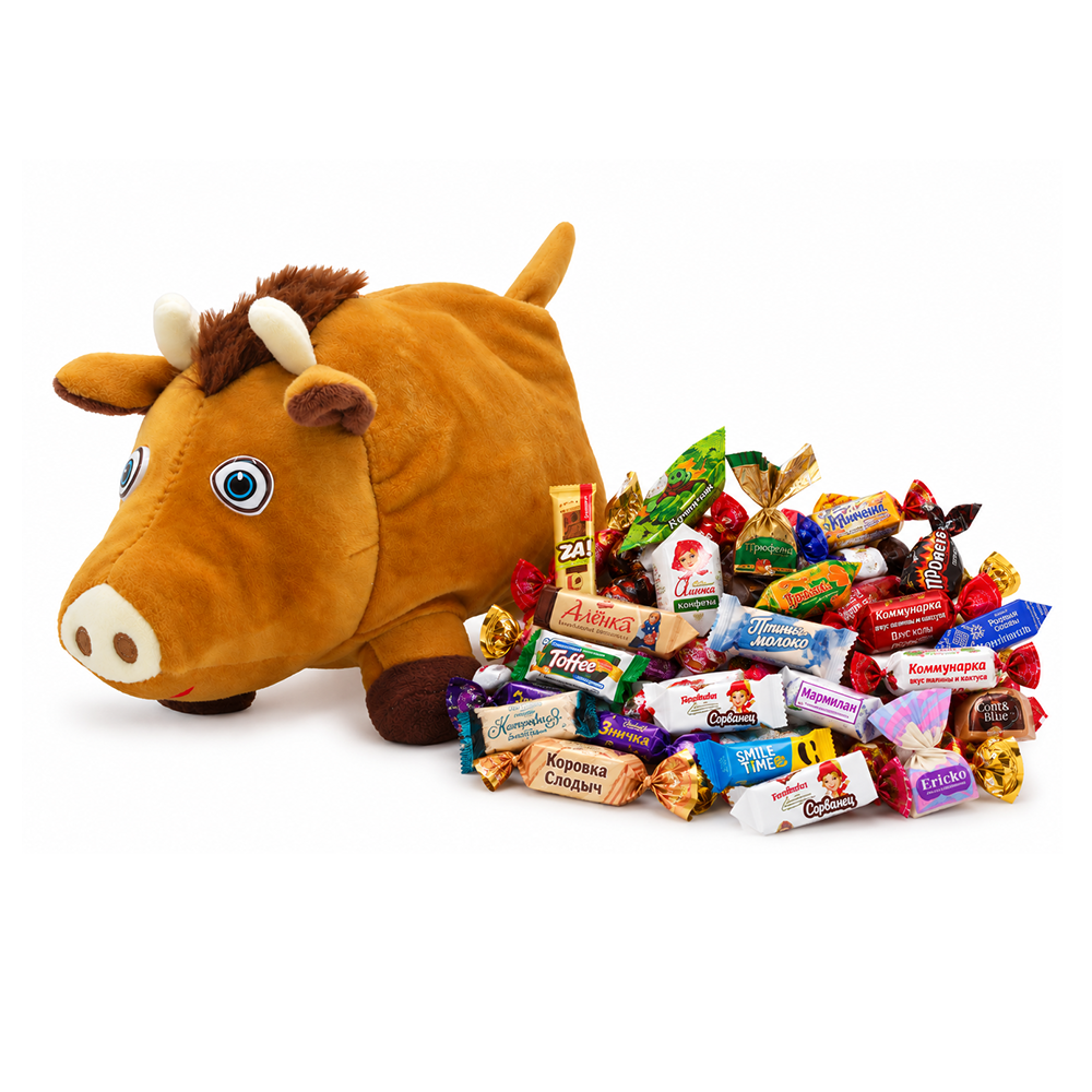Сувенирная продукция №12 МЯГКАЯ ИГРУШКА БЫЧОК БОРЬКА 500 грамм новогодний подарок премиальный Заказать