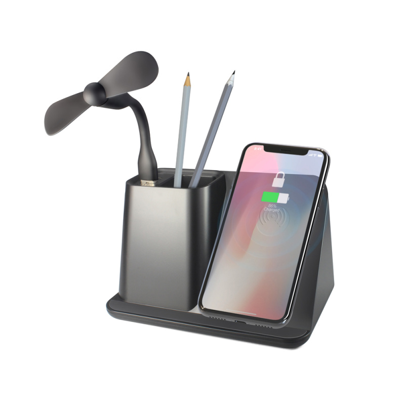 Сувенирная продукция Настольный органайзер Mercury c беспроводной зарядкой и вентилятором Заказать