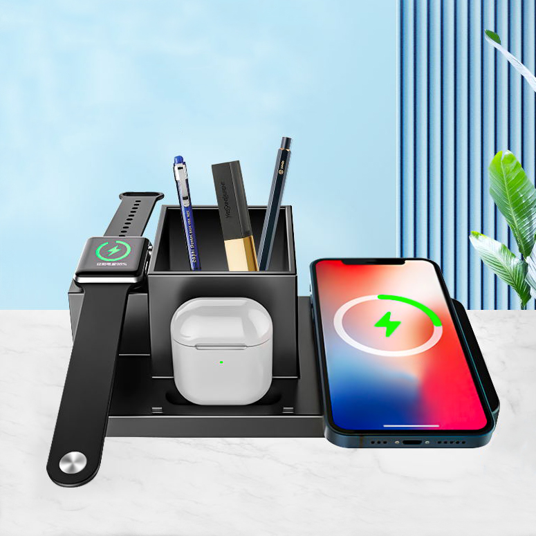 Сувенирная продукция Настольный органайзер Medow c беспроводной зарядкой 15W, черный Заказать