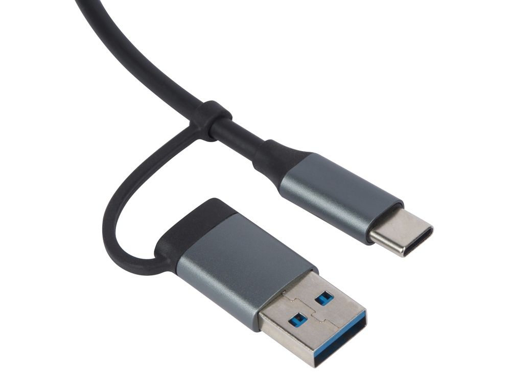 Сувенирная продукция USB-хаб «Link» с коннектором 2-в-1 USB-C и USB-A, 2.0/3.0 Заказать