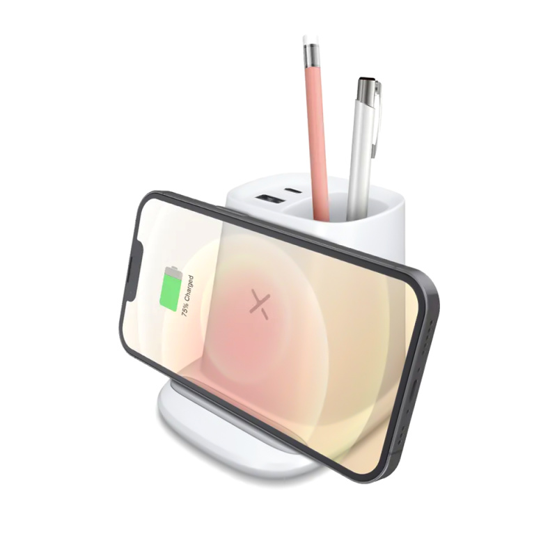 Сувенирная продукция Настольный органайзер Limerick c беспроводной зарядкой и вентилятором Заказать